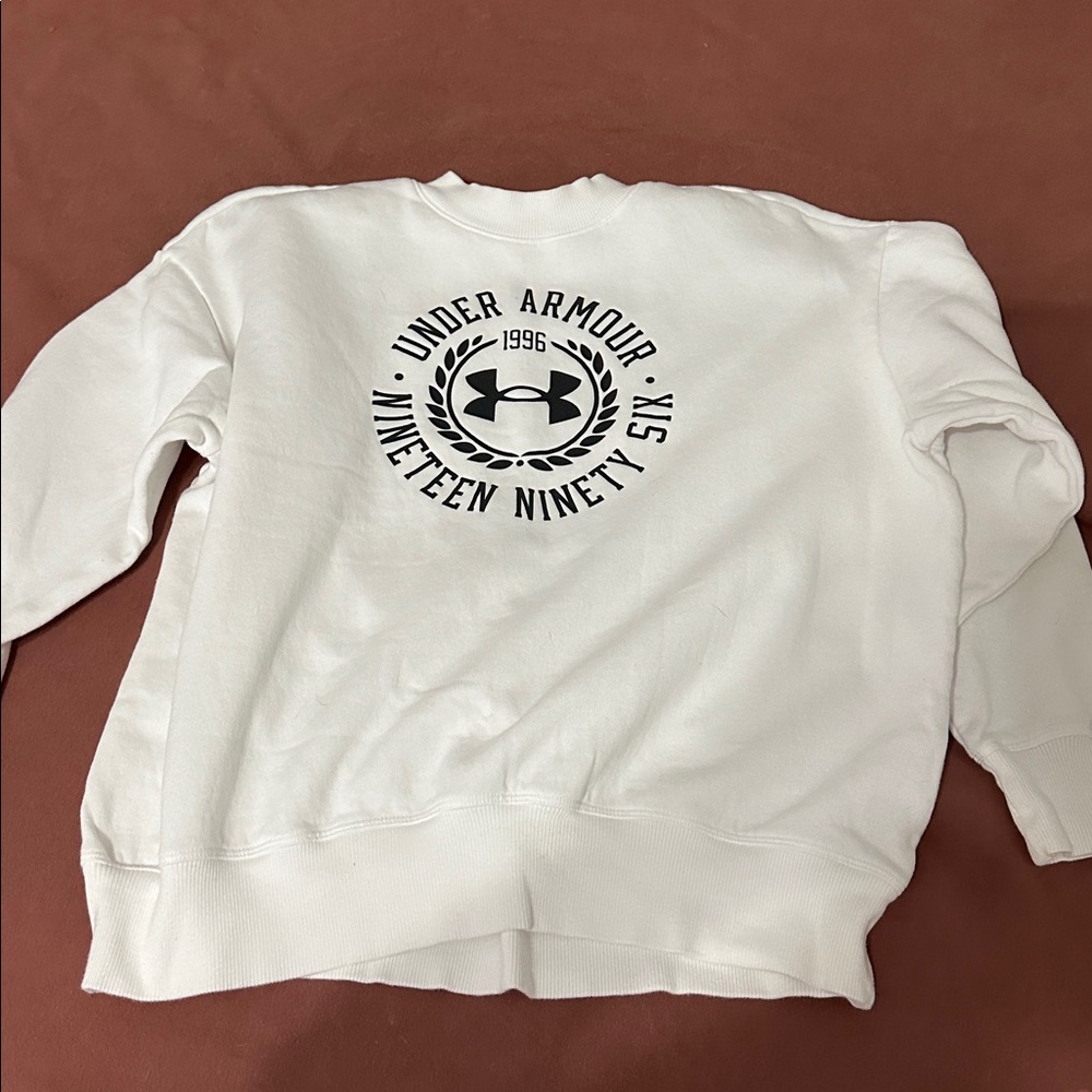 Under Armour White Crewneck with Black Logo